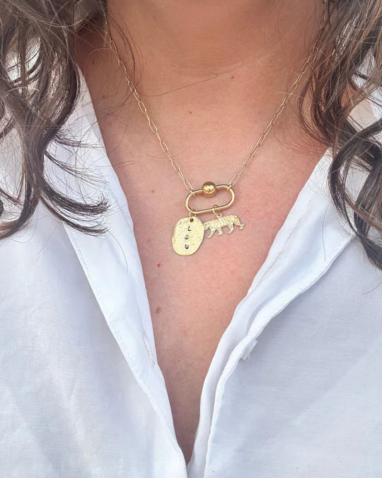 Tiger Carabiner Charm Necklace