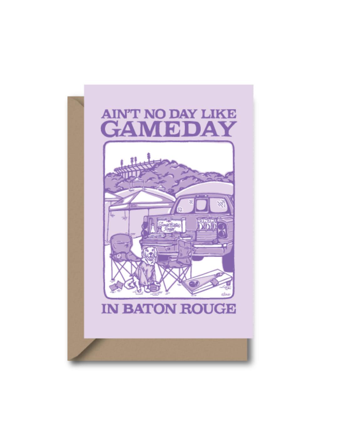Unique Louisiana Gifts, Louisiana Folded Card, Baton Rouge, New Orleans, Lafayette, Sweet Baton Rouge, Stationary, Stationary Near me, Local themed Stationary, Louisiana themed Stationary,  Louisiana themed Stationary Near Me, tailgate themed card, Bayou state, gulf coast themed cards, gameday accessories