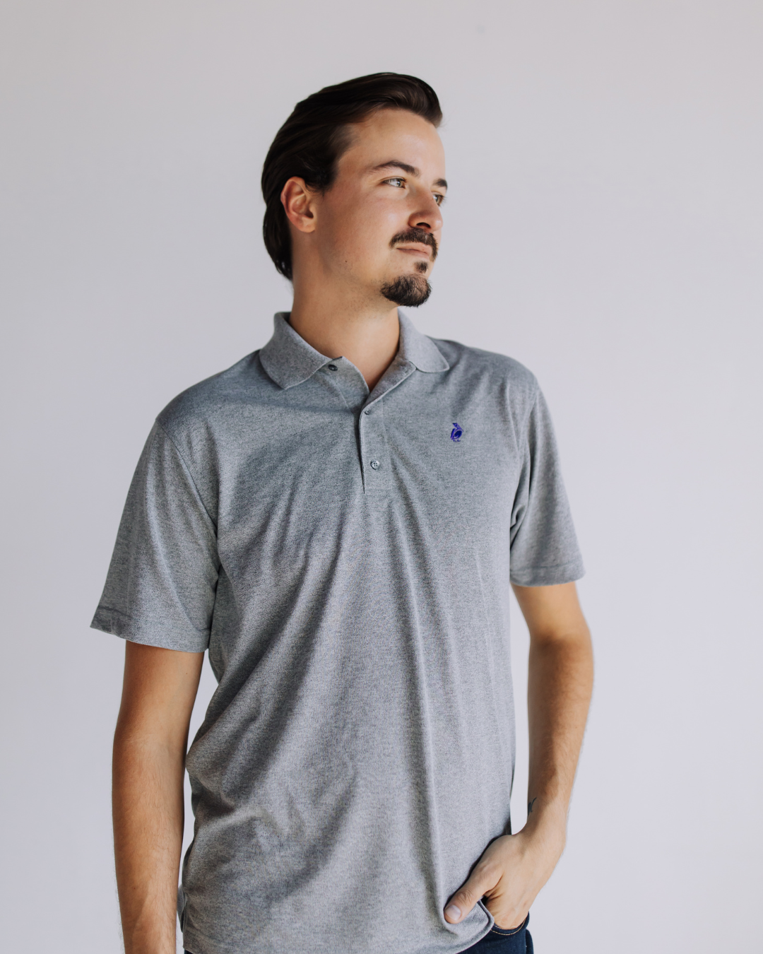 Louisiana Apparel, Pelican Shirt, Louisiana State Bird, Men's Polo Shirt, Men's Collared Shirt, Grey Polo Shirt, Southern Style Apparel, Louisiana-Made Apparel, Gifts for him, Gifts for Dad