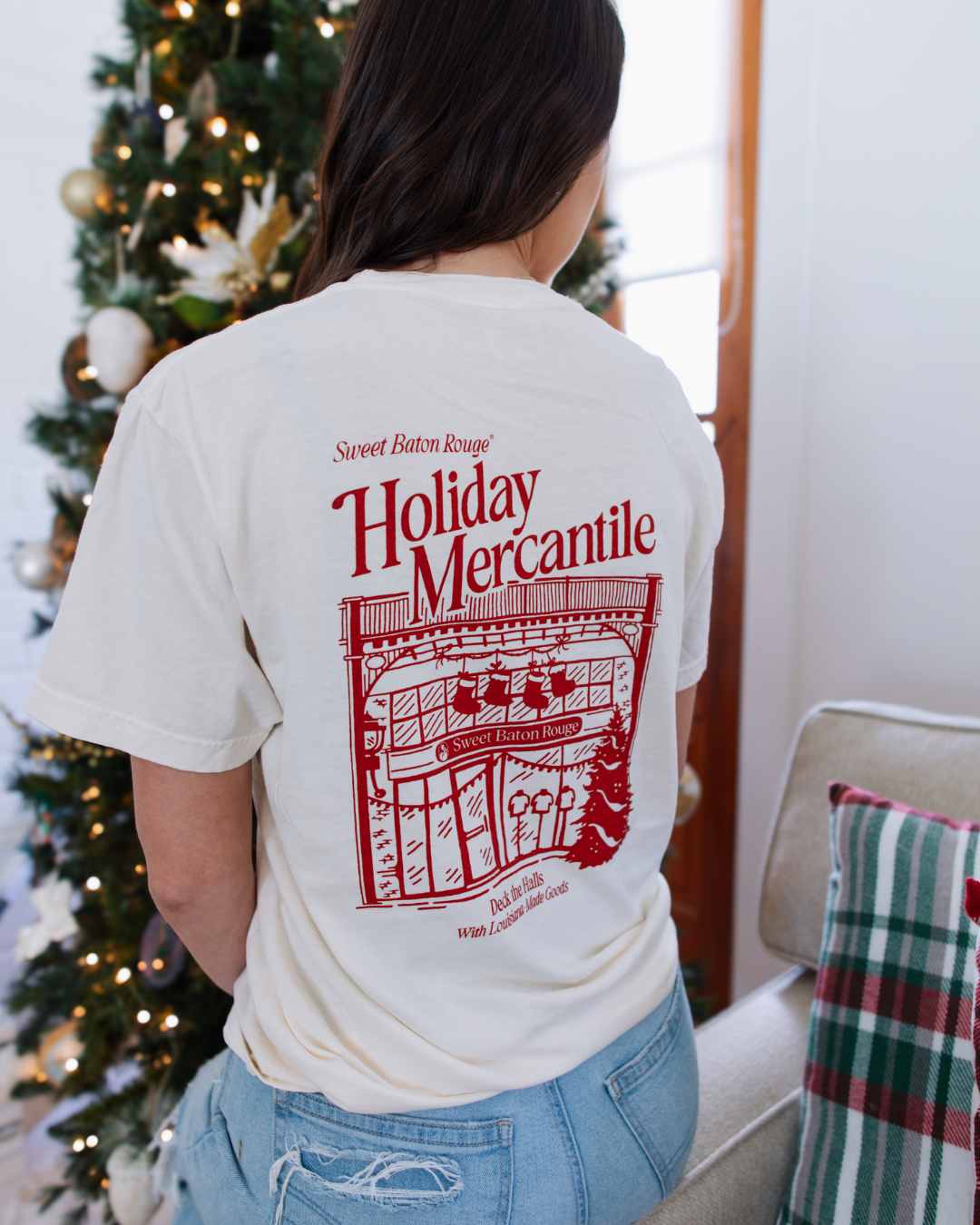 Sweet Baton Rouge Holiday Mercantile Pocket T-Shirt