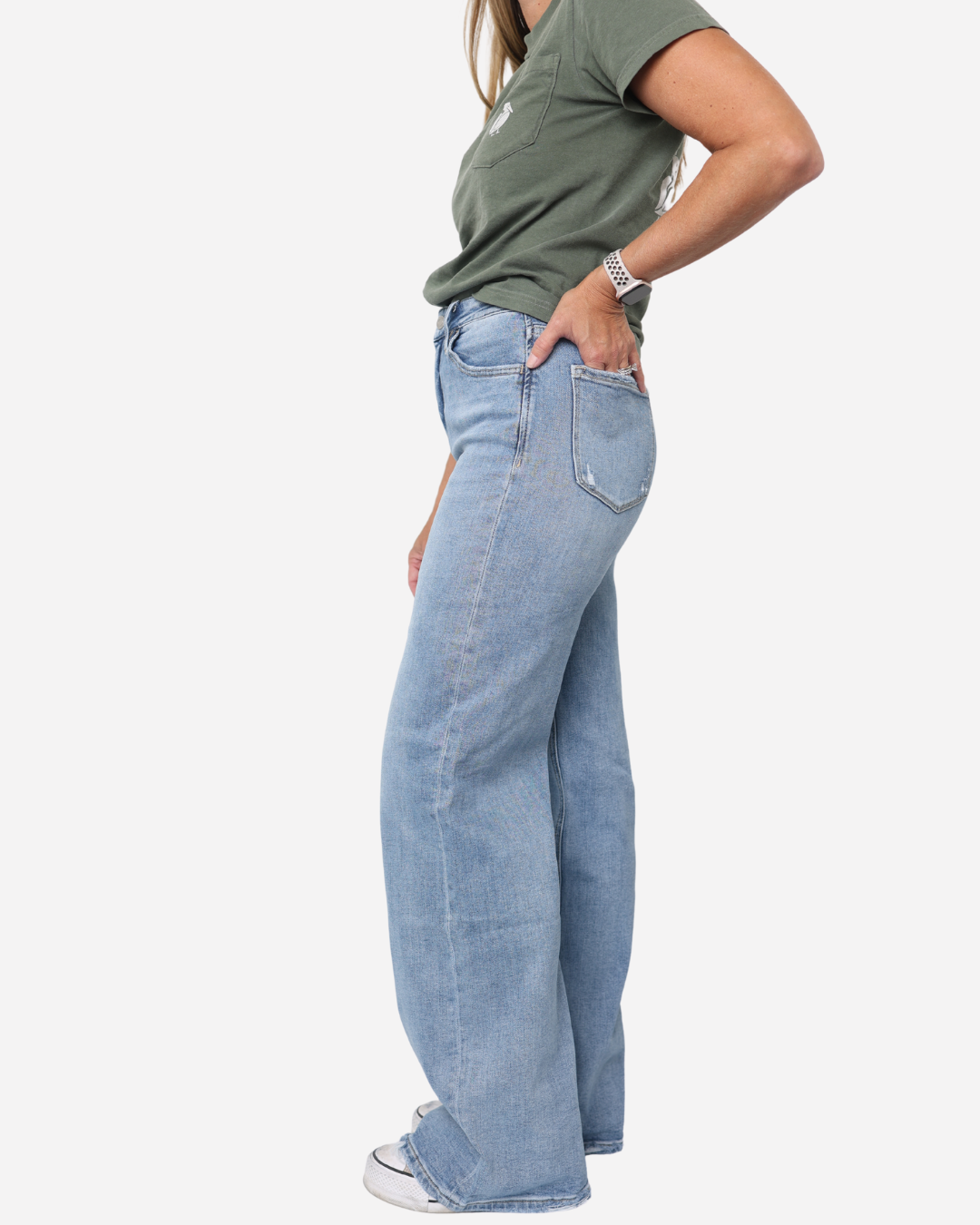 VERVET High Rise Full Length Wide Jeans