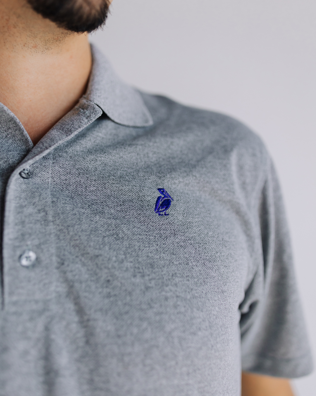 Louisiana Apparel, Pelican Shirt, Louisiana State Bird, Men's Polo Shirt, Men's Collared Shirt, Grey Polo Shirt, Southern Style Apparel, Louisiana-Made Apparel, Gifts for him, Gifts for Dad