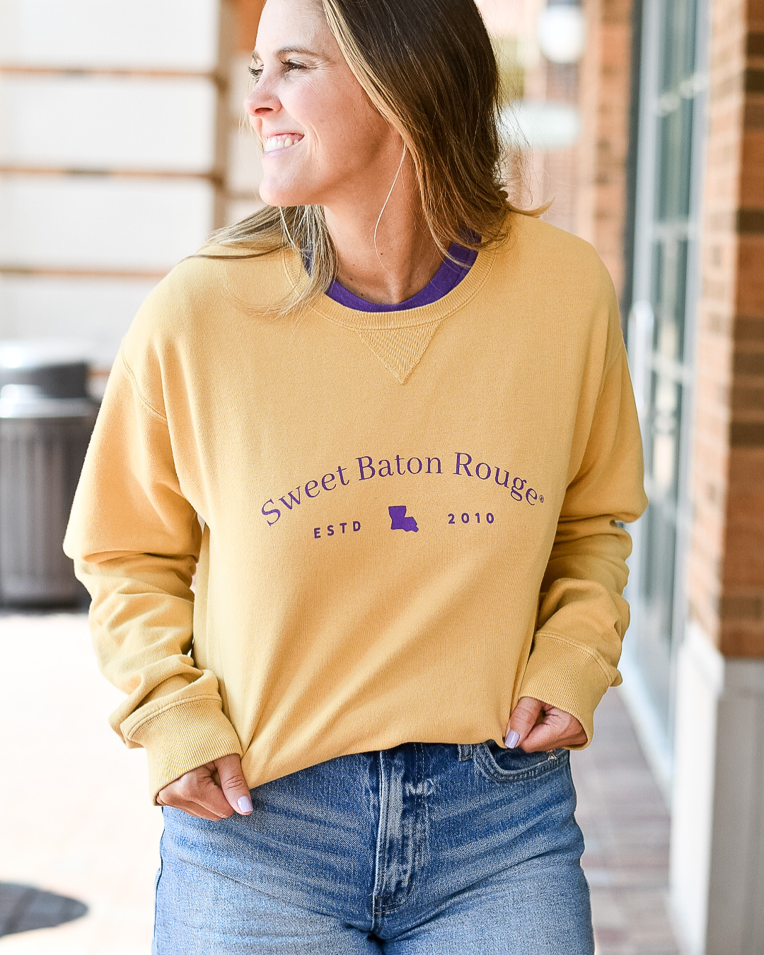Sweet Baton Rouge, Baton Rouge Sweatshirt, Sweet Baton Rouge sweatshirt, Louisiana Apparel, New Orleans, Lafayette, Louisiana, Local Sweatshirts, Local Sweatshirts Near Me, Travel sweatshirt, mustard sweatshirt, sweet baton rouge travels sweatshirt
