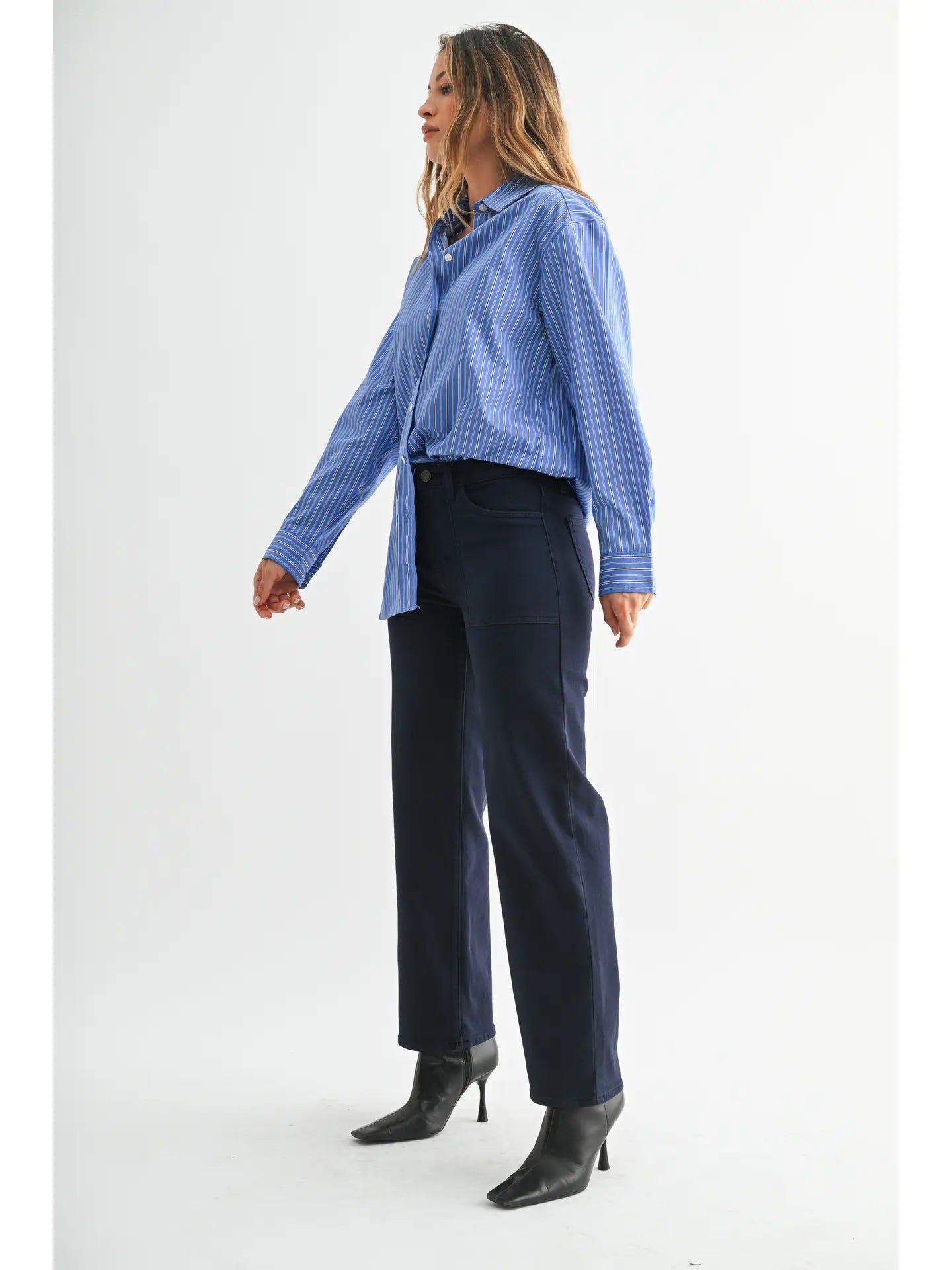 Just USA Jeans Navy Mini Patch Pocket Wide Leg