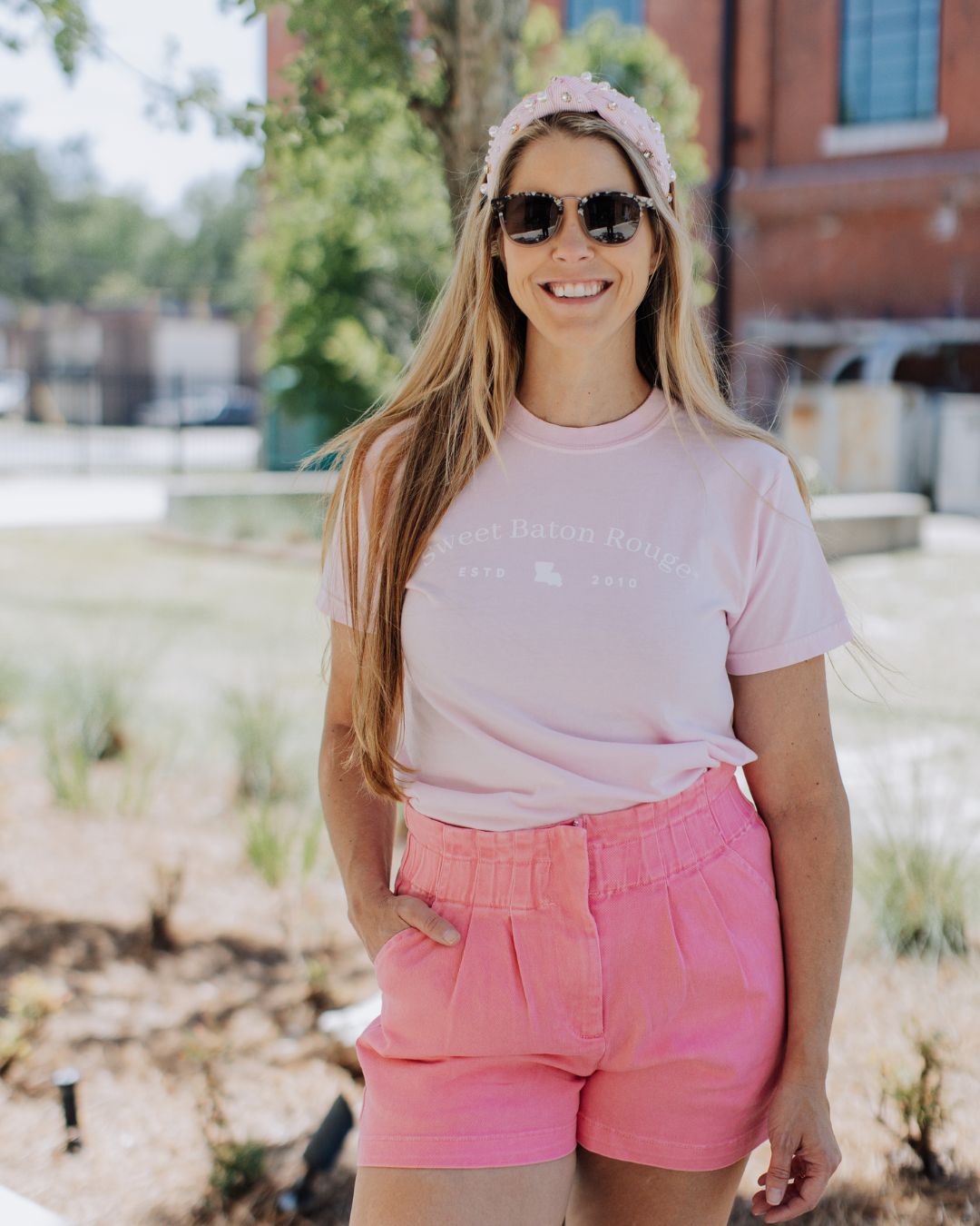 Pink Paperbag Denim Shorts