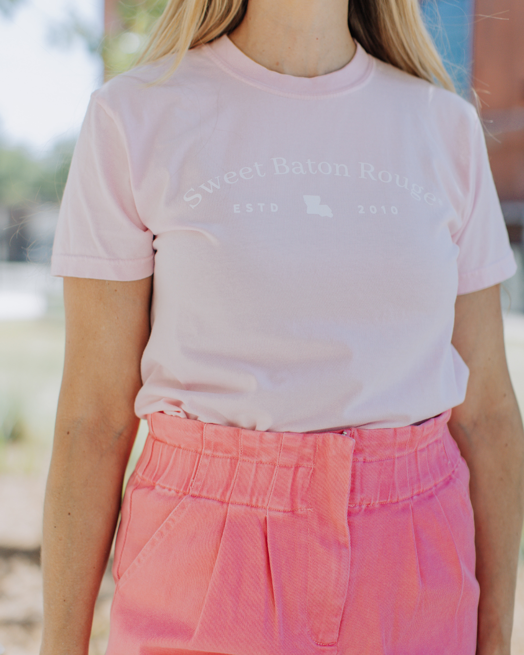 Pink Paperbag Denim Shorts