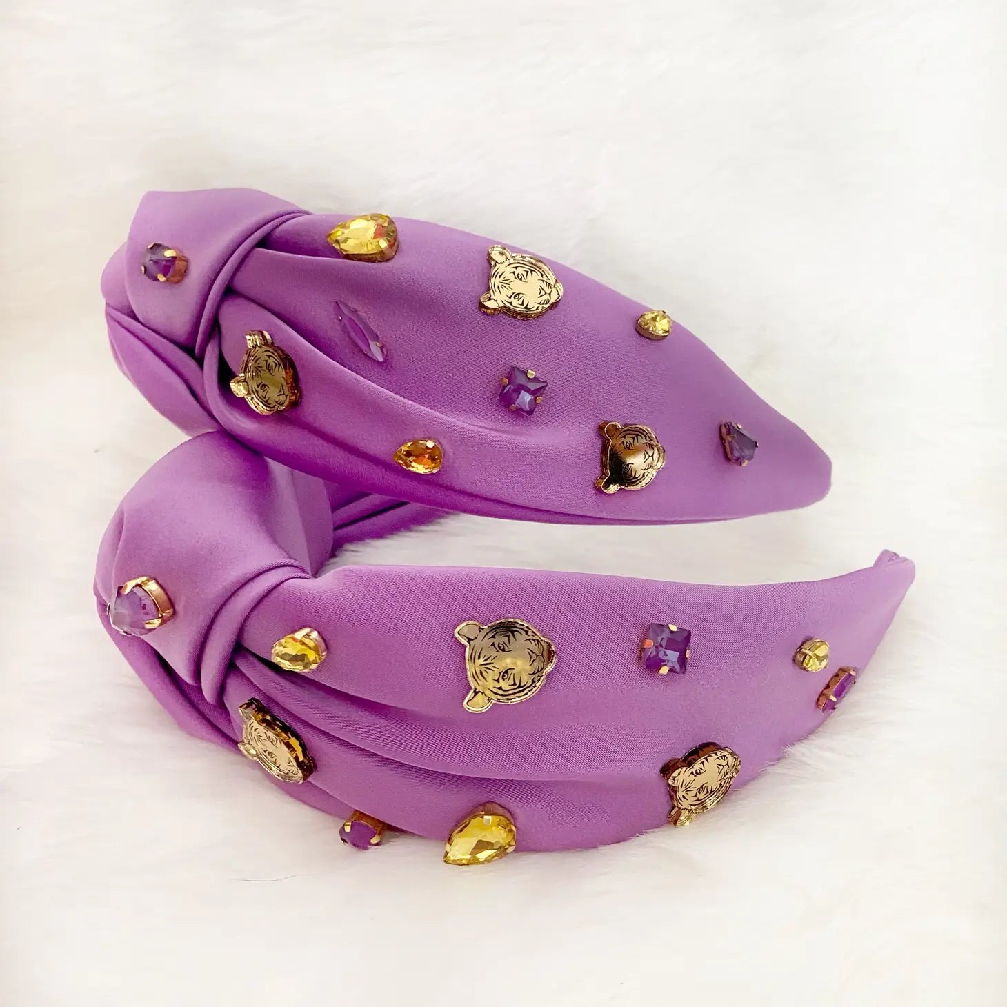 Purple+Gold Tiger Jeweled Headband
