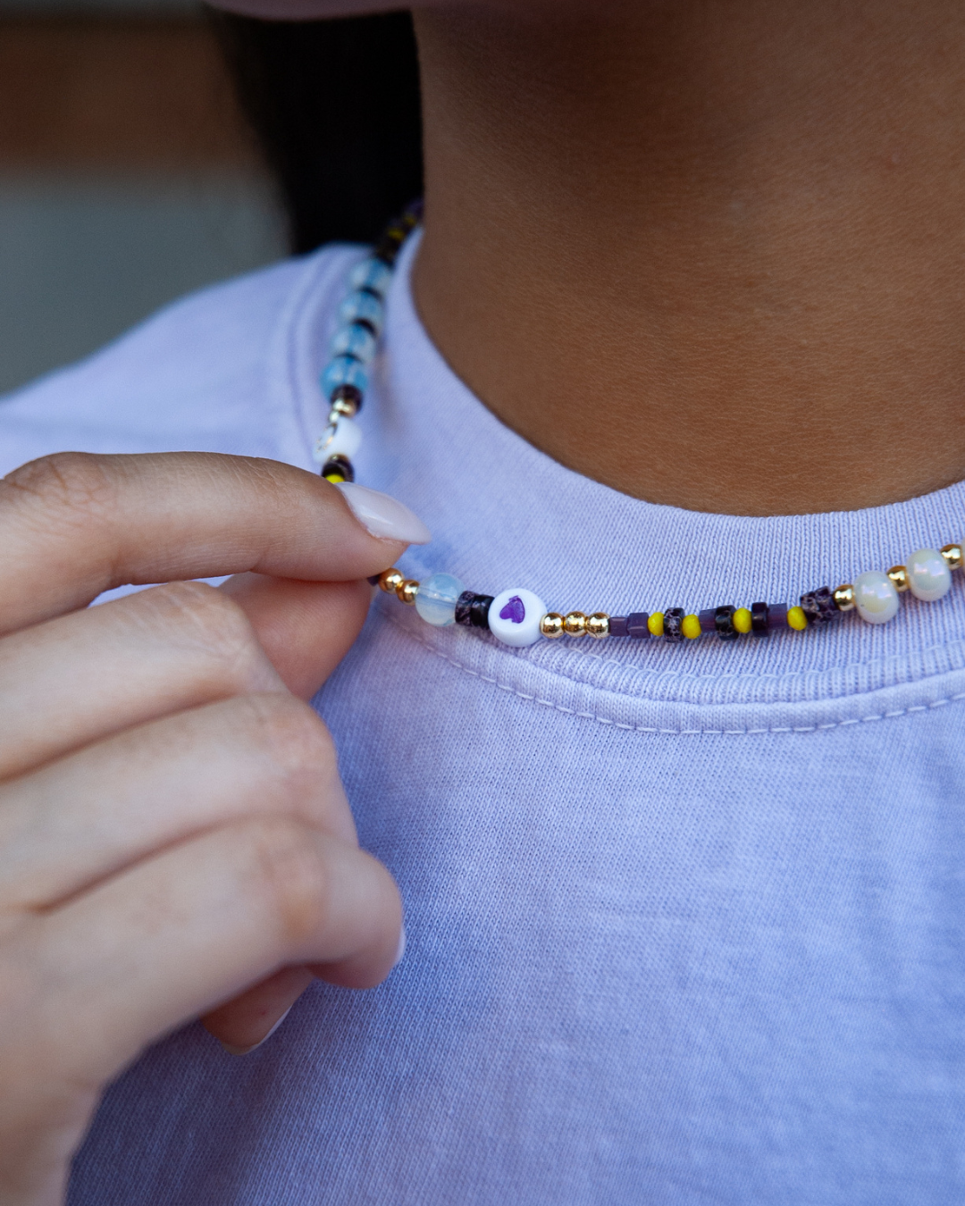 Charm Necklace, Beaded Necklace, Beaded Choker 