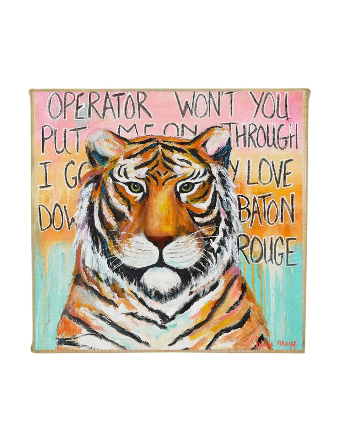 Artwork, Art, Canvas, Wall Art, Small Decor, Artist, Louisiana, Gold, Southern, Bookshelf, Tiger, Baton Rouge, Football, Game Day