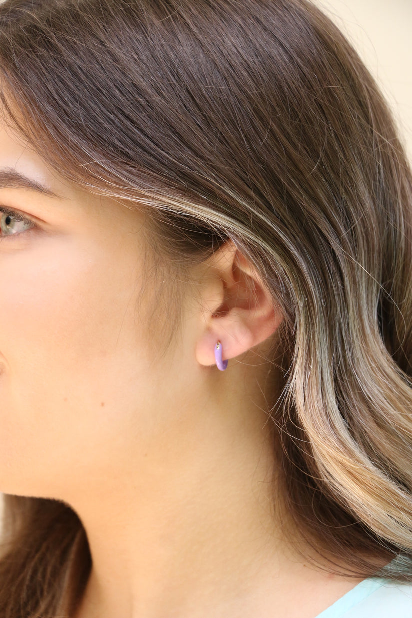 Mia Neon Purple+Gold Filled Earrings