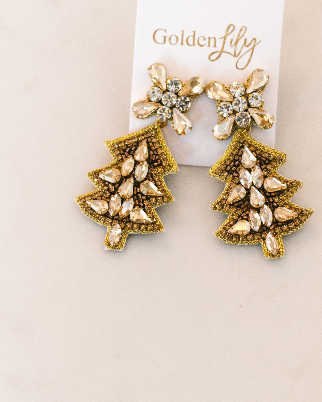 Gold Sparkle Christmas Tree Earrings