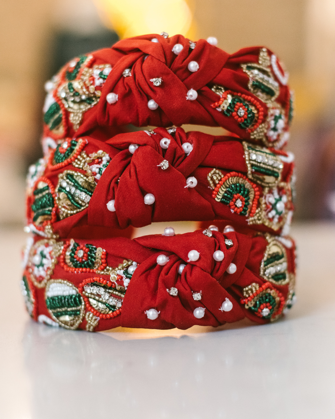 Red Ornament Knot Headband