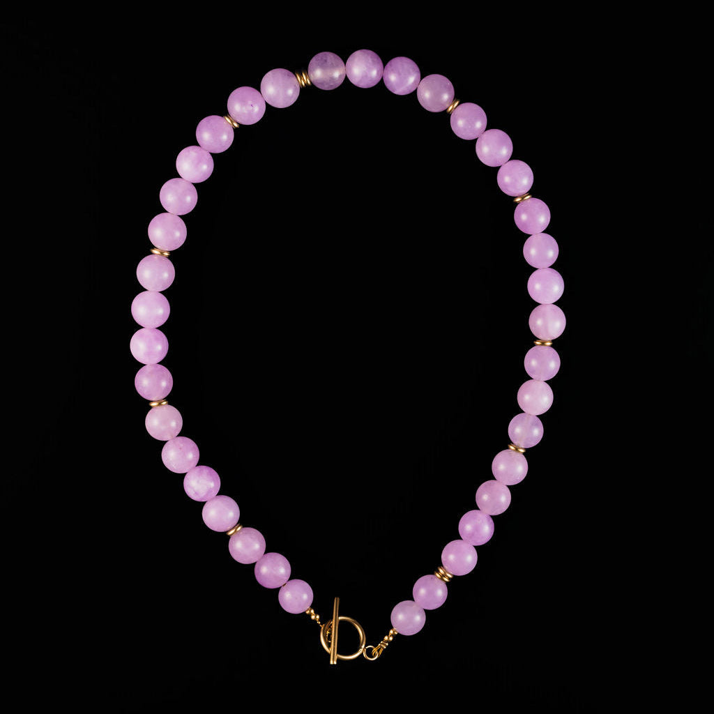 Rally Beaded Necklace in Lilac by Steward & James, lilac and gold beaded game day necklace