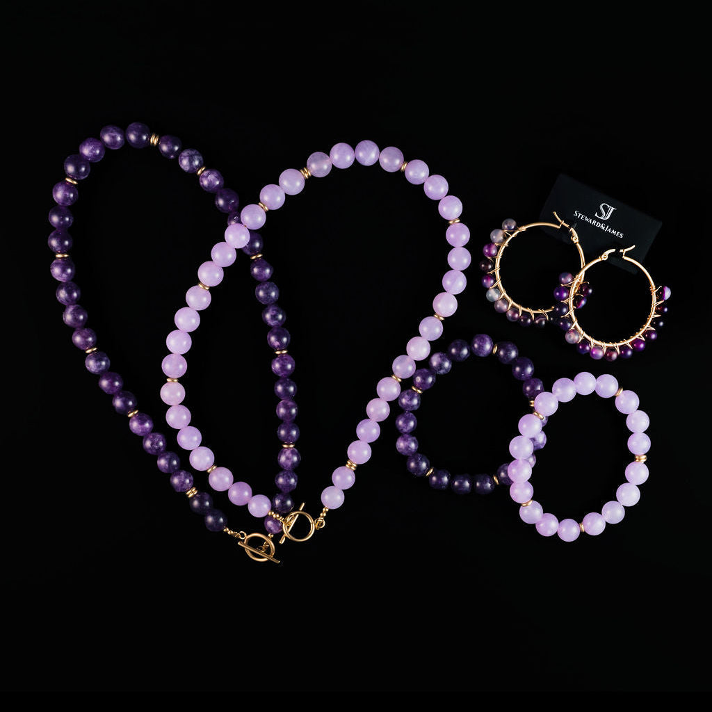 Rally Beaded Necklace in Lilac, view 8
