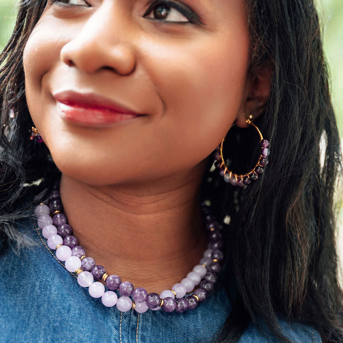 Rally Beaded Necklace in Lilac, view 5