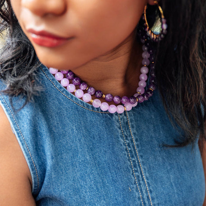 Rally Beaded Necklace in Lilac, view 2