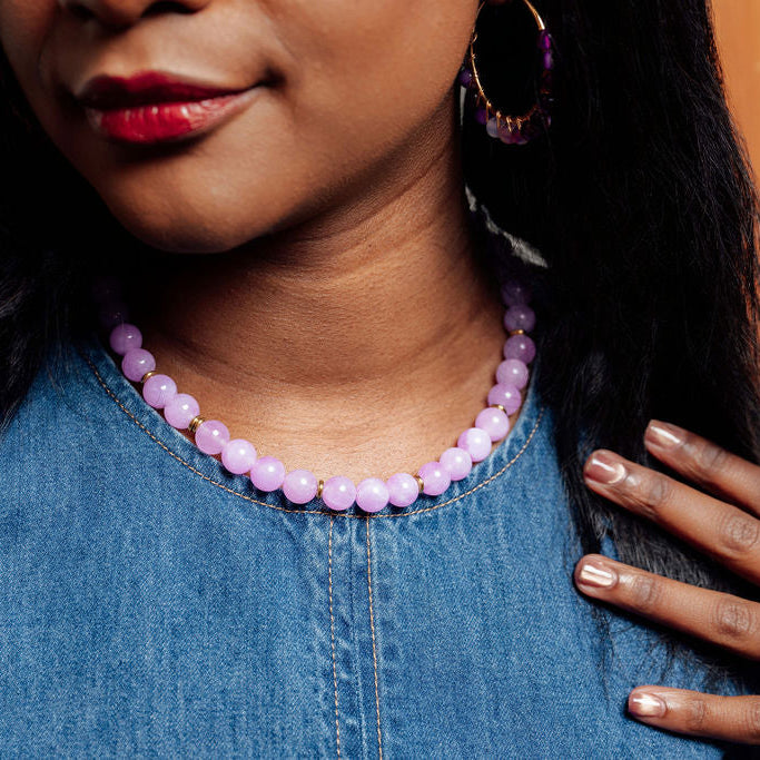 Rally Beaded Necklace in Lilac, view 6