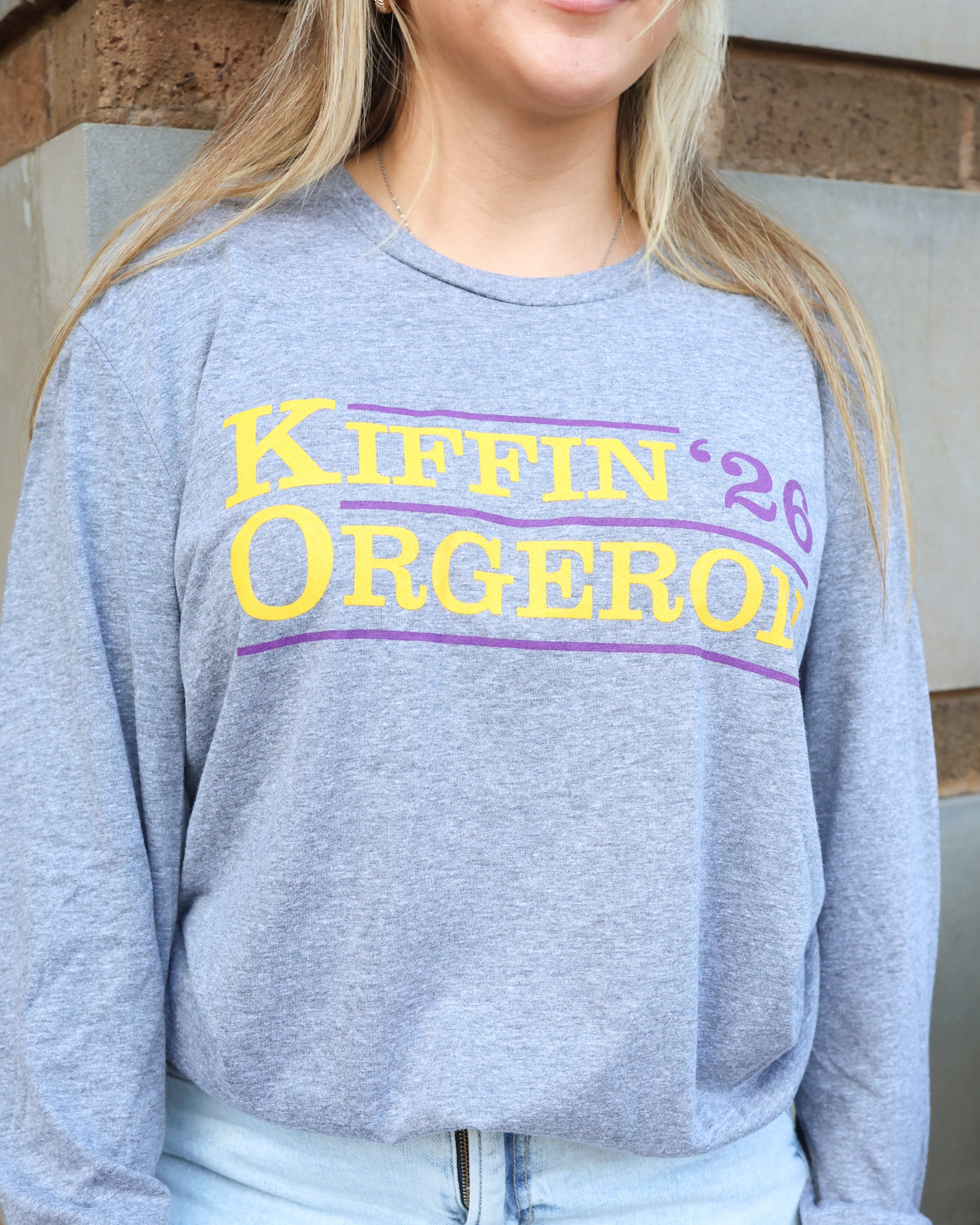 Kiffin Orgeron '26 Campaign Long Sleeve T-Shirt Close Up