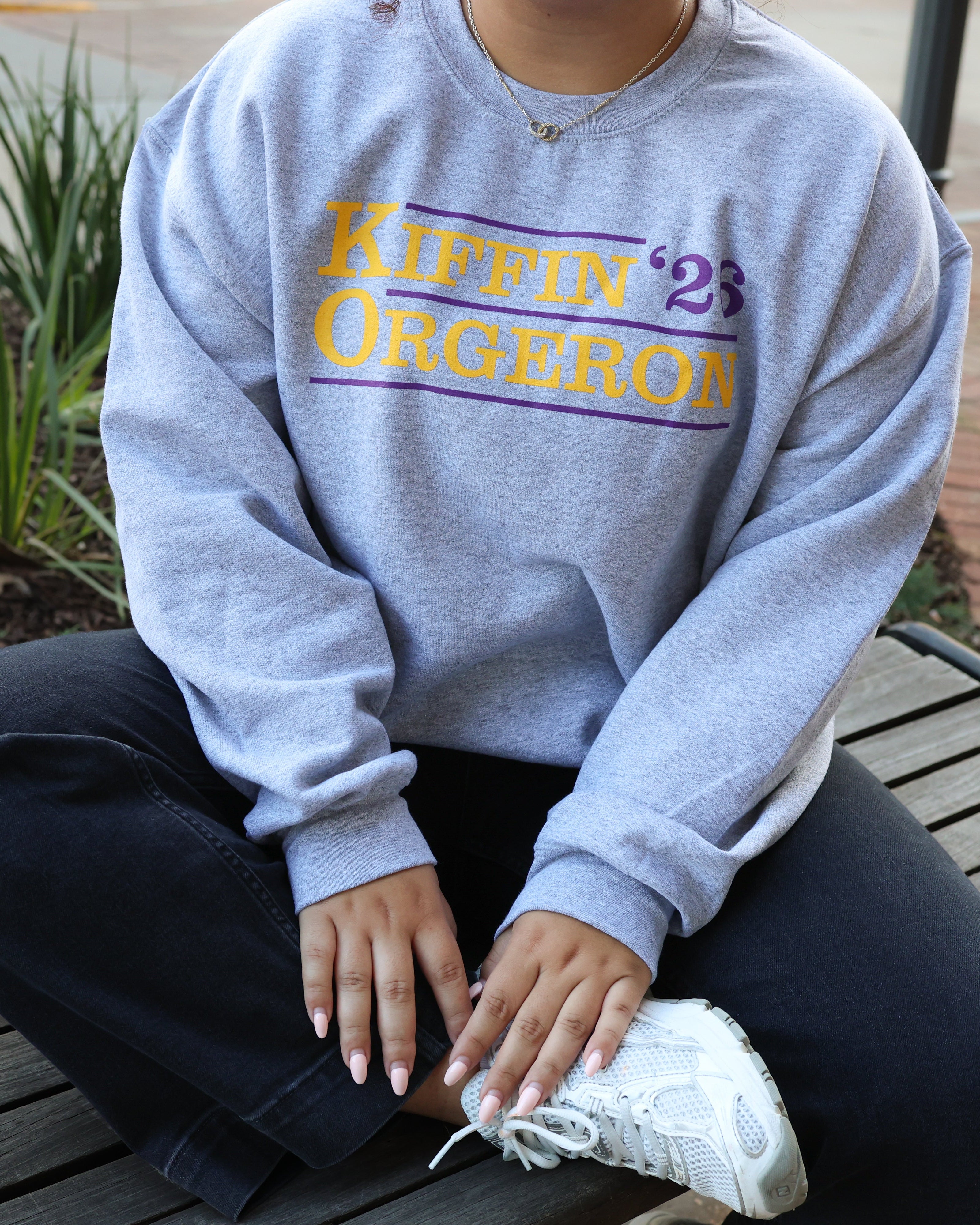 Kiffin Orgeron '26 Campaign Sweatshirt Close Up