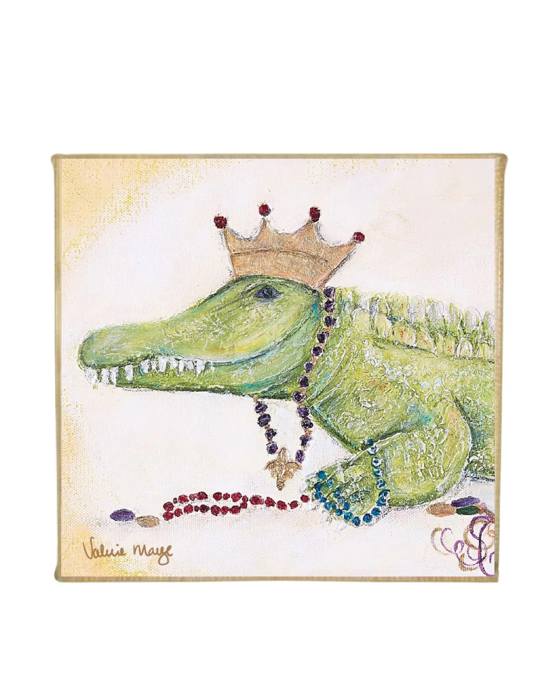 Artwork, Art, Canvas, Wall Art, Small Decor, Artist, Bookshelf, Alligator, Wildlife, Mardi Gras, Carnival, Krewe, King