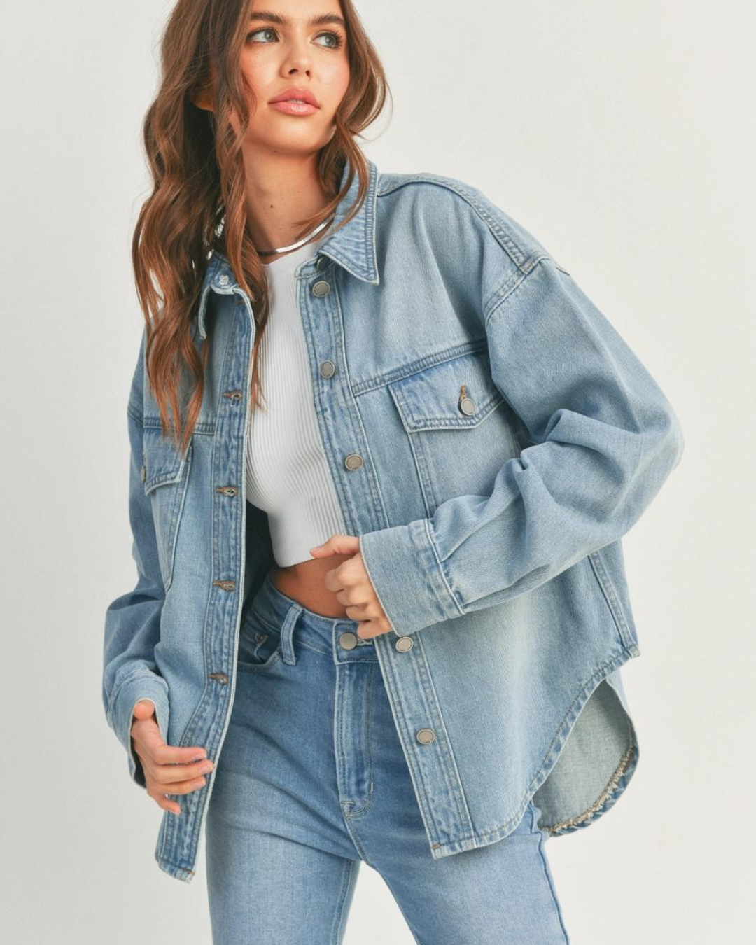 Light Denim Wash Shacket