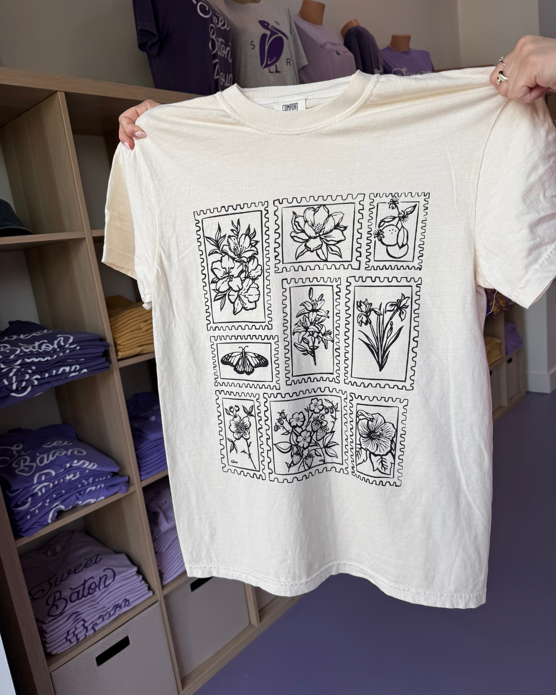 Unique Louisiana Gifts, Louisiana Apparel, Baton Rouge, New Orleans, Lafayette, Sweet Baton Rouge, Louisiana Apparel Near Me, Louisiana themed shirt, Local themed Shirt, Louisiana Botanical shirt, Louisiana Botanical near me, Floral shirt, Louisiana flower shirt