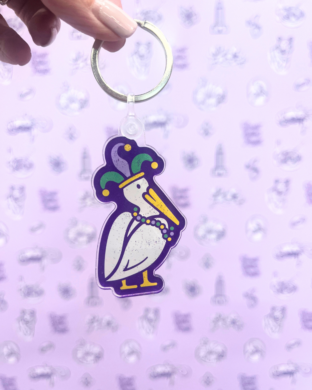 Pelican Key Chain, Sweet Baton Rouge, Local T-Shirts, Local T-Shirts Near Me, Baton Rouge T-Shirt, Sweet Baton Rouge T-Shirt, New Orleans, Lafayette, Louisiana, Petey Keychain, Mardi Gras Keychain 