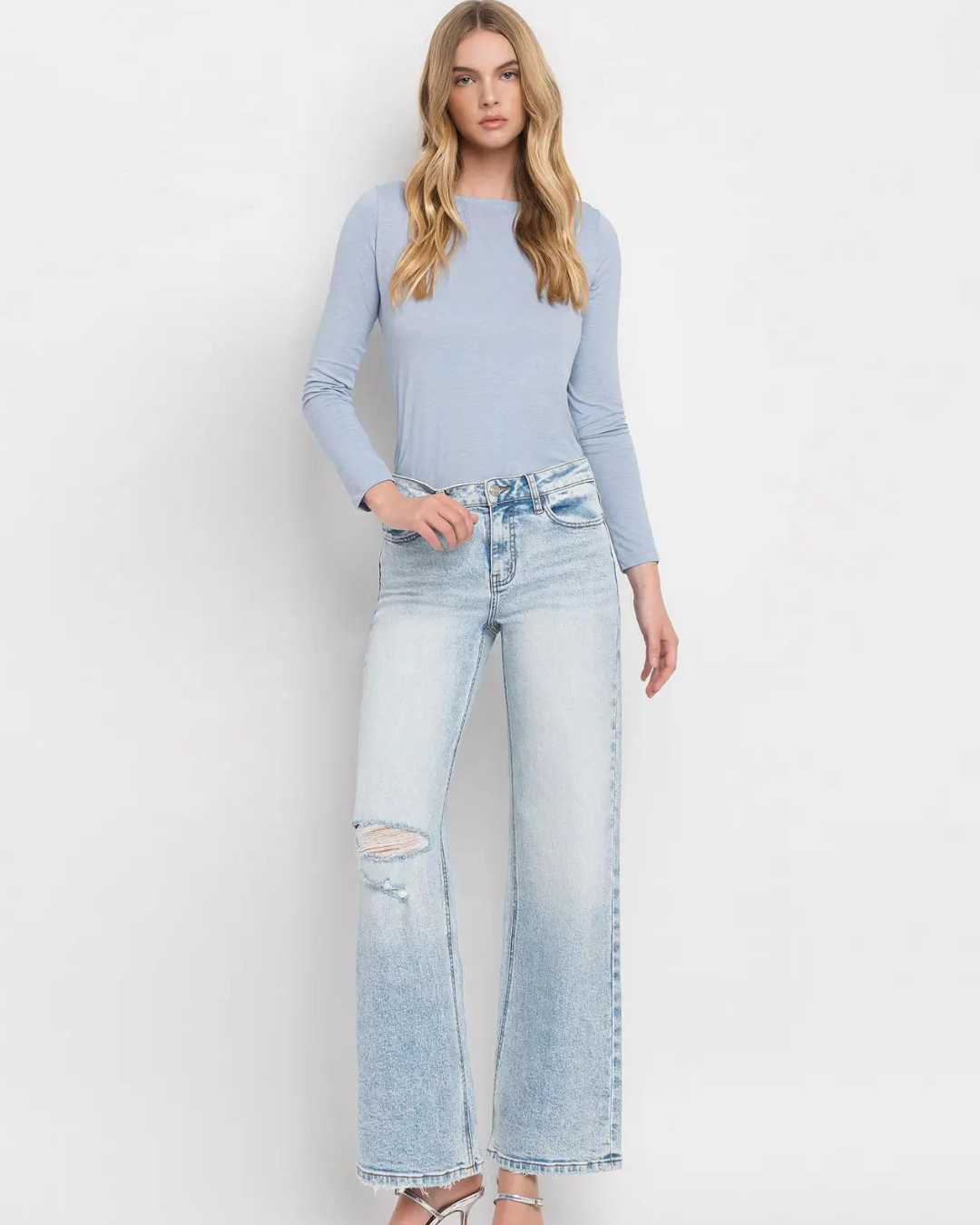 Lovervet by VERVET Tummy Control Super High Rise Wide Leg Jeans