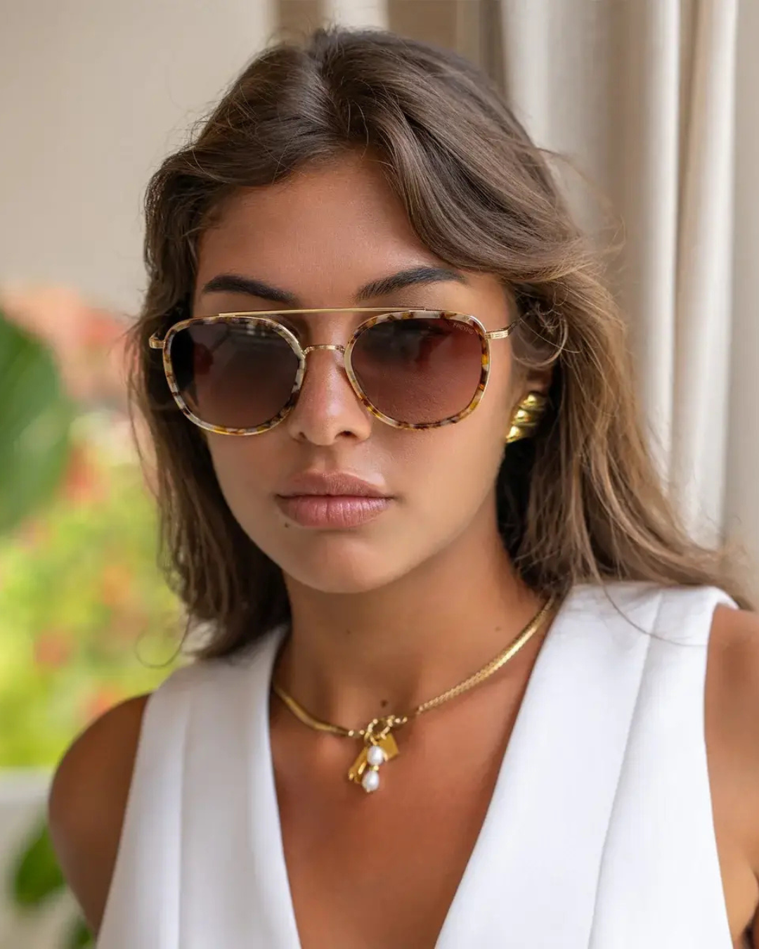 Weston Round Sunglasses -  Brown Pearl