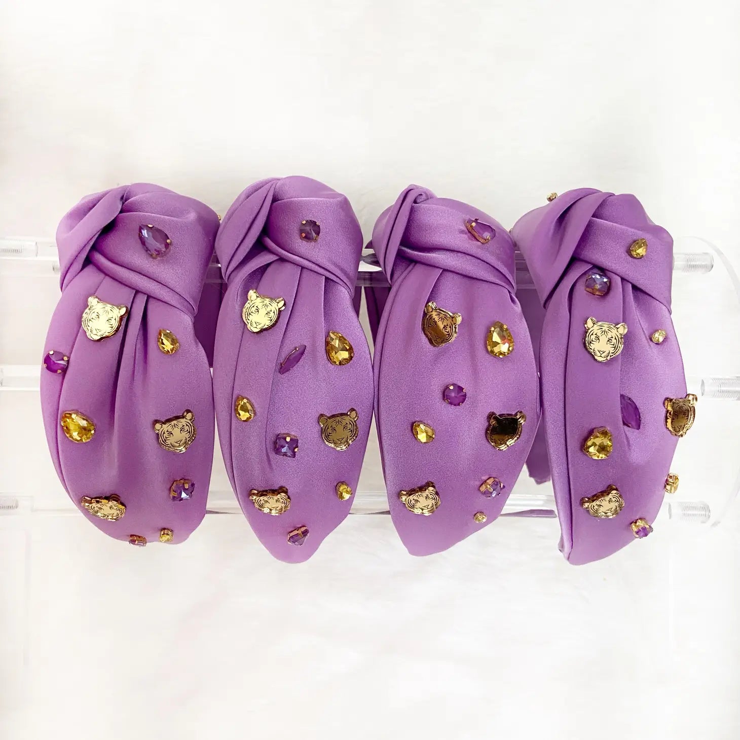 Purple+Gold Tiger Jeweled Headband