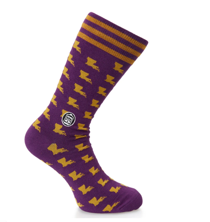 Purple and Gold Bonfolk Louisiana State Socks