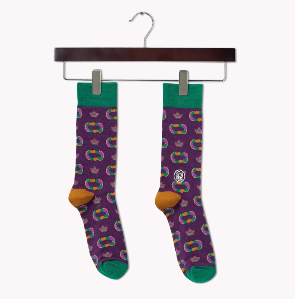 Bonfolk Mardi Gras King Cake Socks